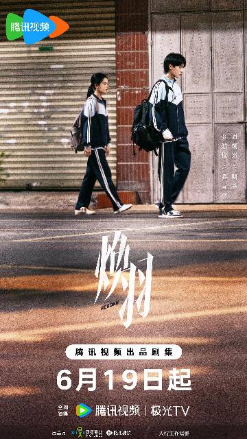 电视剧《焕羽》(2025)宣传海报,呈现乔青羽与明盛在羽翼下目光交汇的场景,展现青春成长与悬疑救赎的温暖治愈氛围。